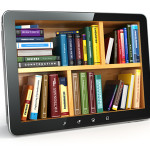 E-learning. Tablet pc and textbooks. Education online.